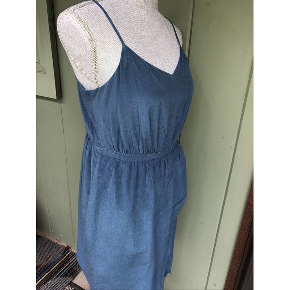 MADEWELL Blue Silk Sandstar Mini Dress Cami Tulip Hem Sz 6 EUC - Picture 5 of 8